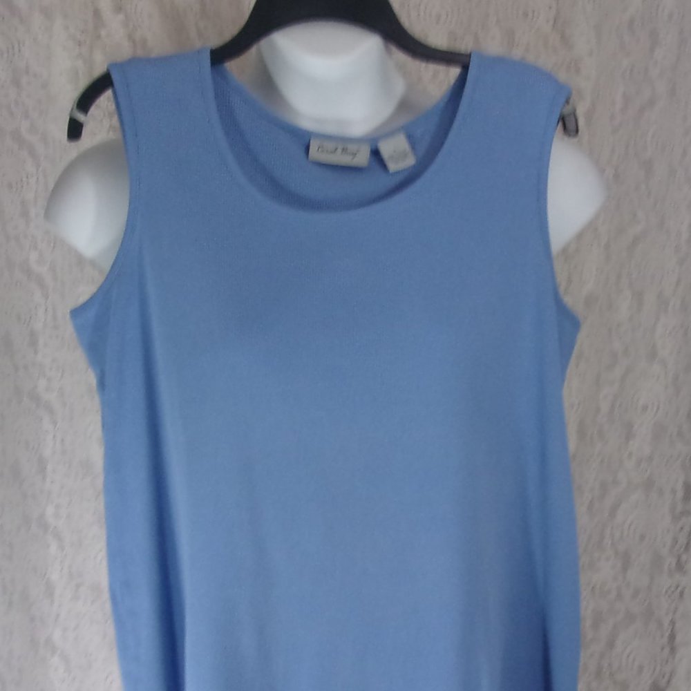 Coral Bay Blue 100% Cotton Rib Knit Tank Top Size L